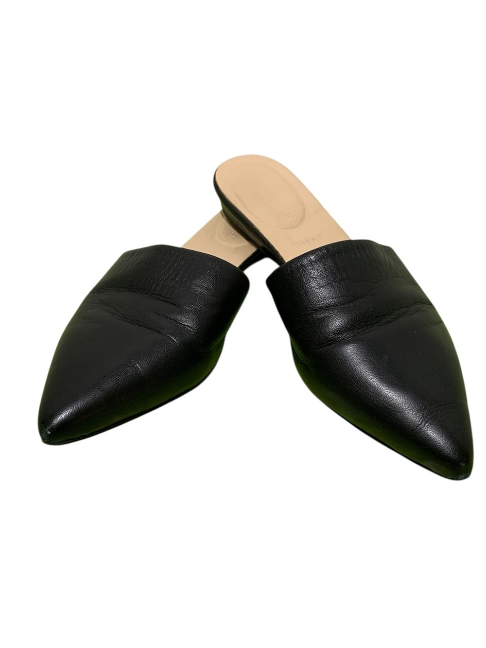 Everlane Black Pointed Leather Slide Mules - Women size 7